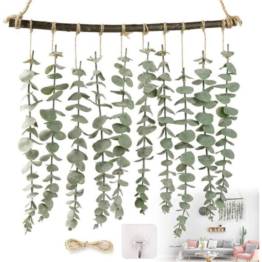 Artificial Eucalyptus Wall Hanging Decor, Fake Eucalyptus Leaves Greenery Vines